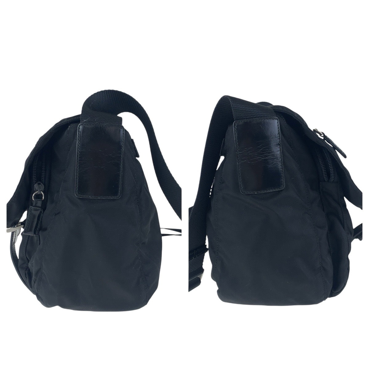 PRADA Shoulder Bag Nylon, Leather black Shoulder Bag pochette Test Triangle With logo Women Used Authentic