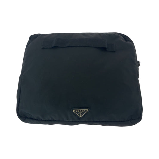 PRADA Clutch bag Nylon Black SilverMetal Clutch bag PC case Test Triangle With logo Women Used Authentic