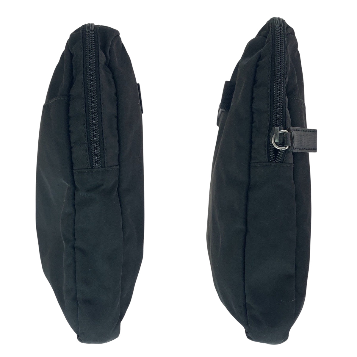 PRADA Clutch bag Nylon Black SilverMetal Clutch bag PC case Test Triangle With logo Women Used Authentic