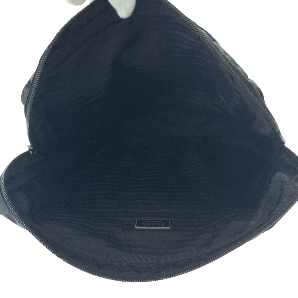 PRADA Clutch bag Nylon Black SilverMetal Clutch bag PC case Test Triangle With logo Women Used Authentic