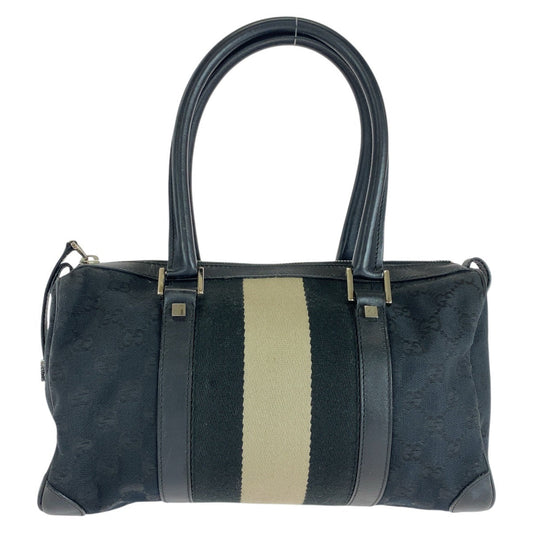 GUCCI Handbag 000 0851 GG canvas, leather black Handbags Mini Boston Duffel bag Sherry line Women Used Authentic