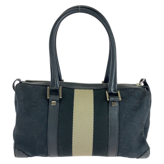 GUCCI Handbag 000 0851 GG canvas, leather black Handbags Mini Boston Duffel bag Sherry line Women Used Authentic