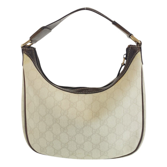 GUCCI Shoulder Bag 263257 GG Supreme Canvas White Brown Gold Metal Shoulder Bag handbag Women Used Authentic
