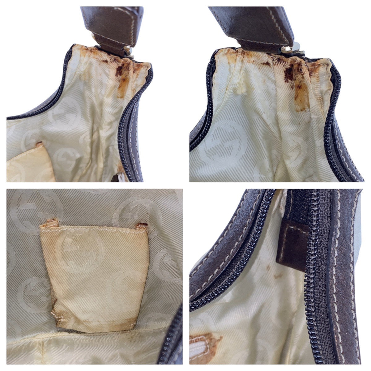 GUCCI Shoulder Bag 263257 GG Supreme Canvas White Brown Gold Metal Shoulder Bag handbag Women Used Authentic