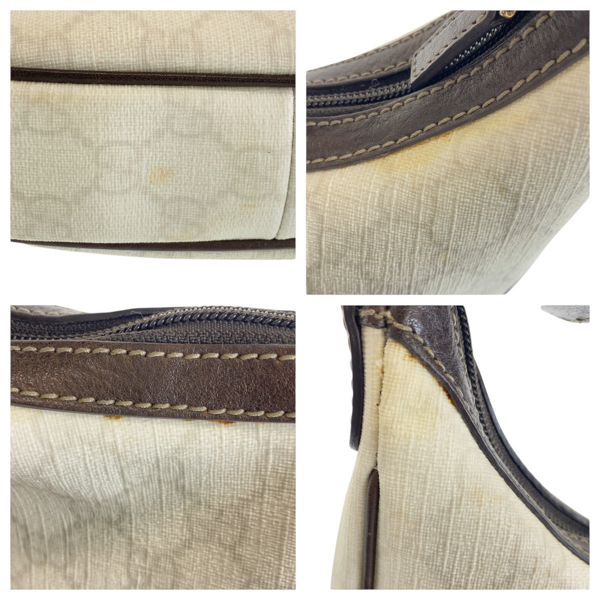 GUCCI Shoulder Bag 263257 GG Supreme Canvas White Brown Gold Metal Shoulder Bag handbag Women Used Authentic