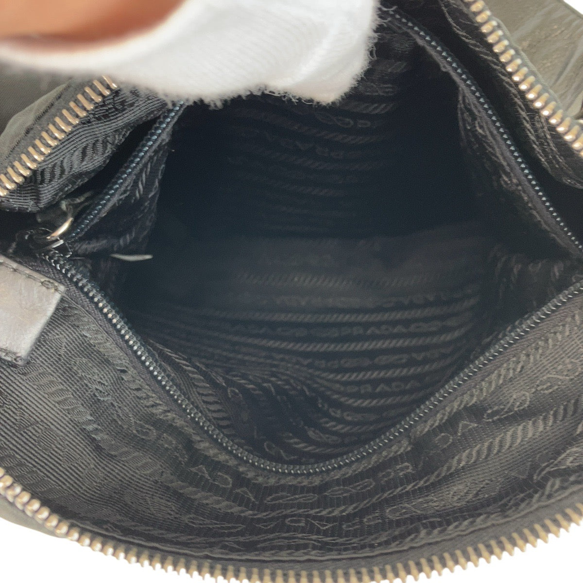 PRADA Shoulder Bag Nylon, Leather Black SilverMetal Test Triangle With logo Women Used Authentic