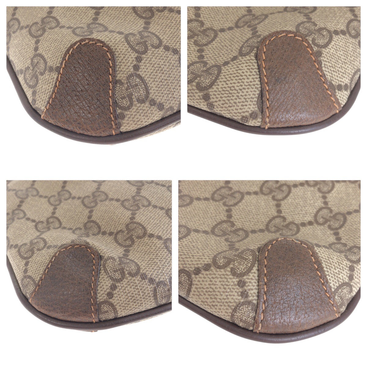 GUCCI Clutch bag 89 02075 GG Supreme Canvas Brown Beige Gold Metal Old Gucci
