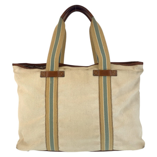 GUCCI Tote Bag 170594 canvas Beige Brown Gold Metal Sherry line