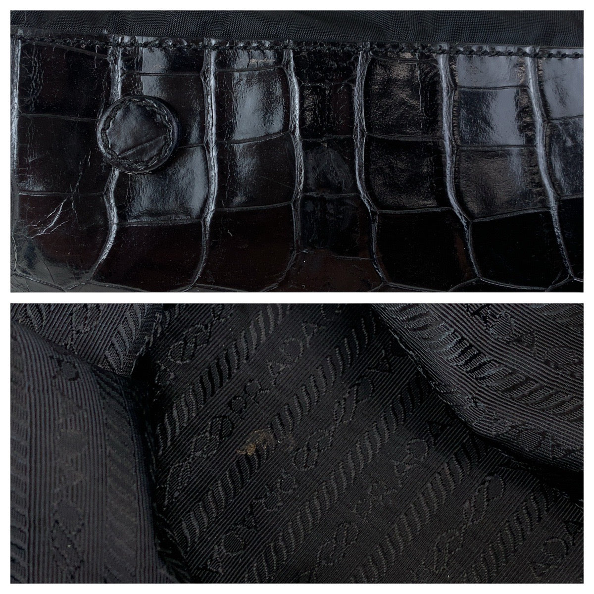 PRADA Shoulder Bag Nylon, Leather Black SilverMetal Shoulder Bag embossed Test Triangle With logo Women Used Authentic