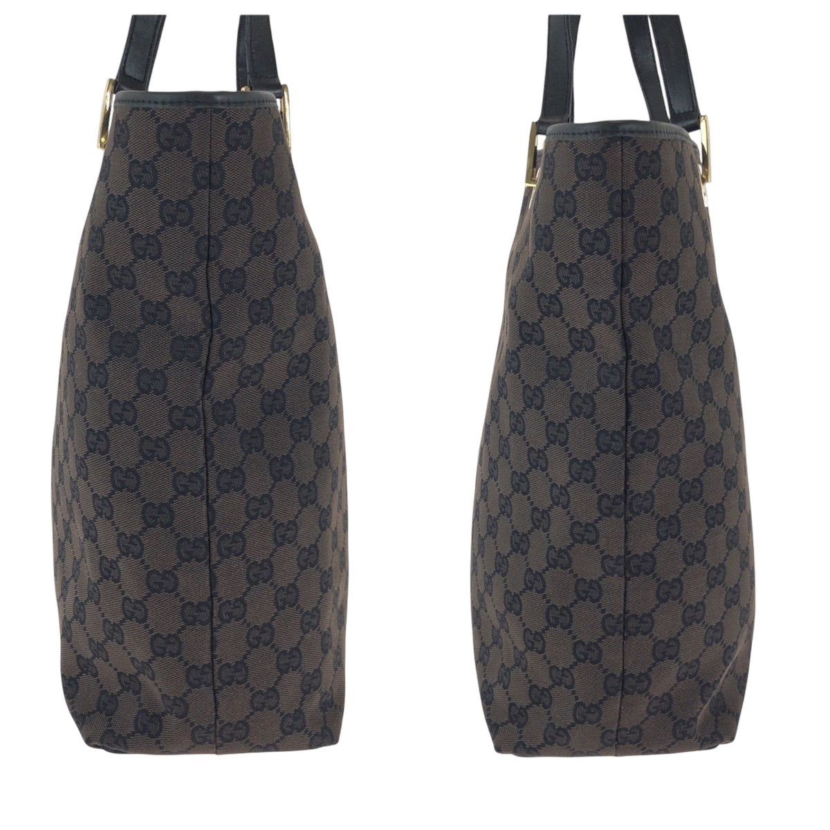 GUCCI Tote Bag 002 1098 GG canvas Brown Black Gold Metal Tote Bag Shoulder Bag Women Used Authentic