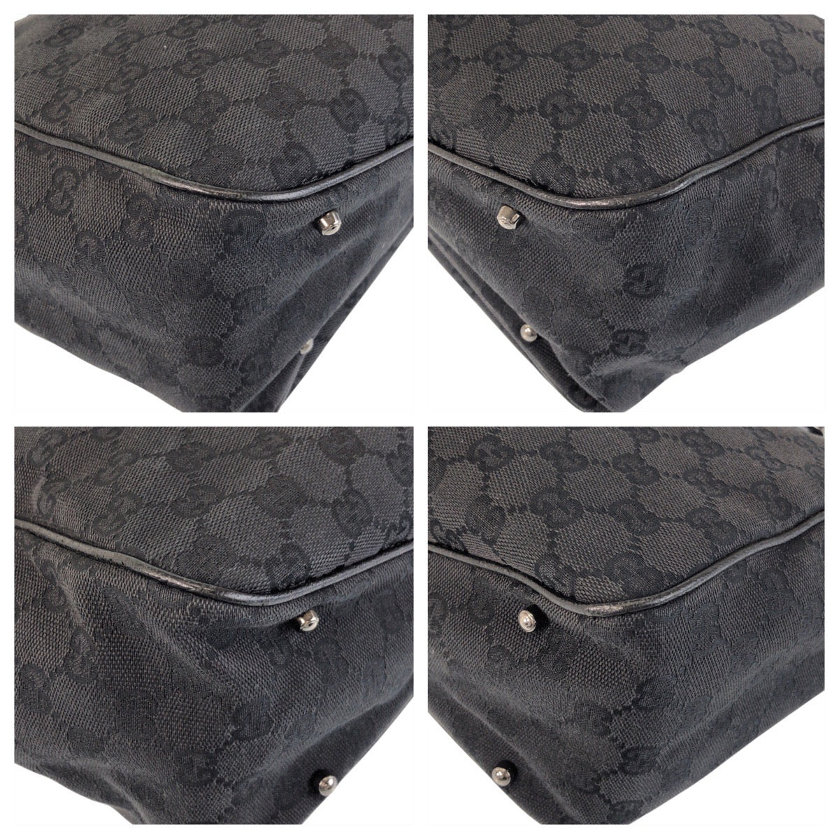 GUCCI Tote Bag 113017 GG canvas, leather Black black Tote Bag Shoulder Bag Women Used Authentic