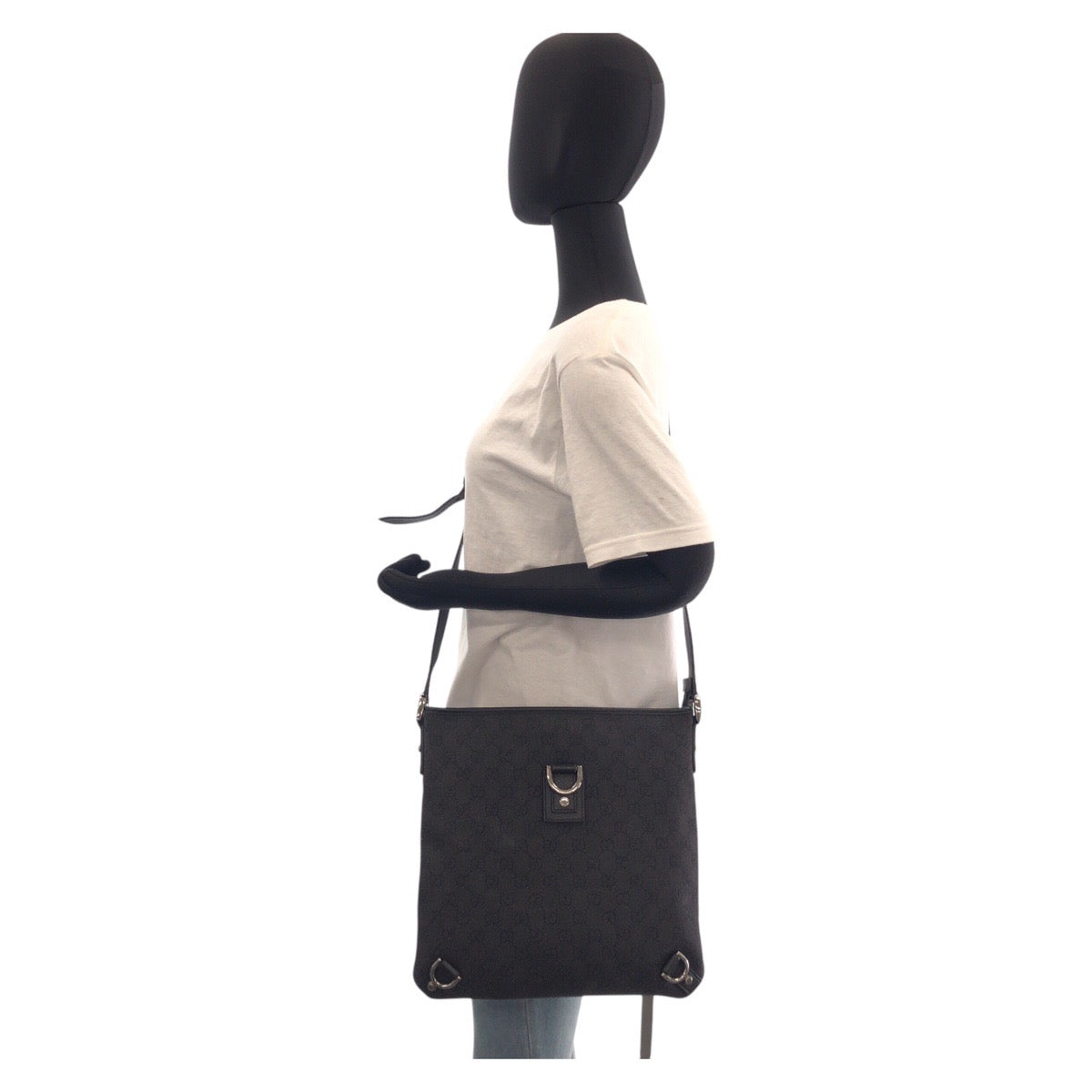 GUCCI Shoulder Bag 268642 GG canvas, leather Black SilverMetal Shoulder Bag Messenger bag Abbey Women Used Authentic