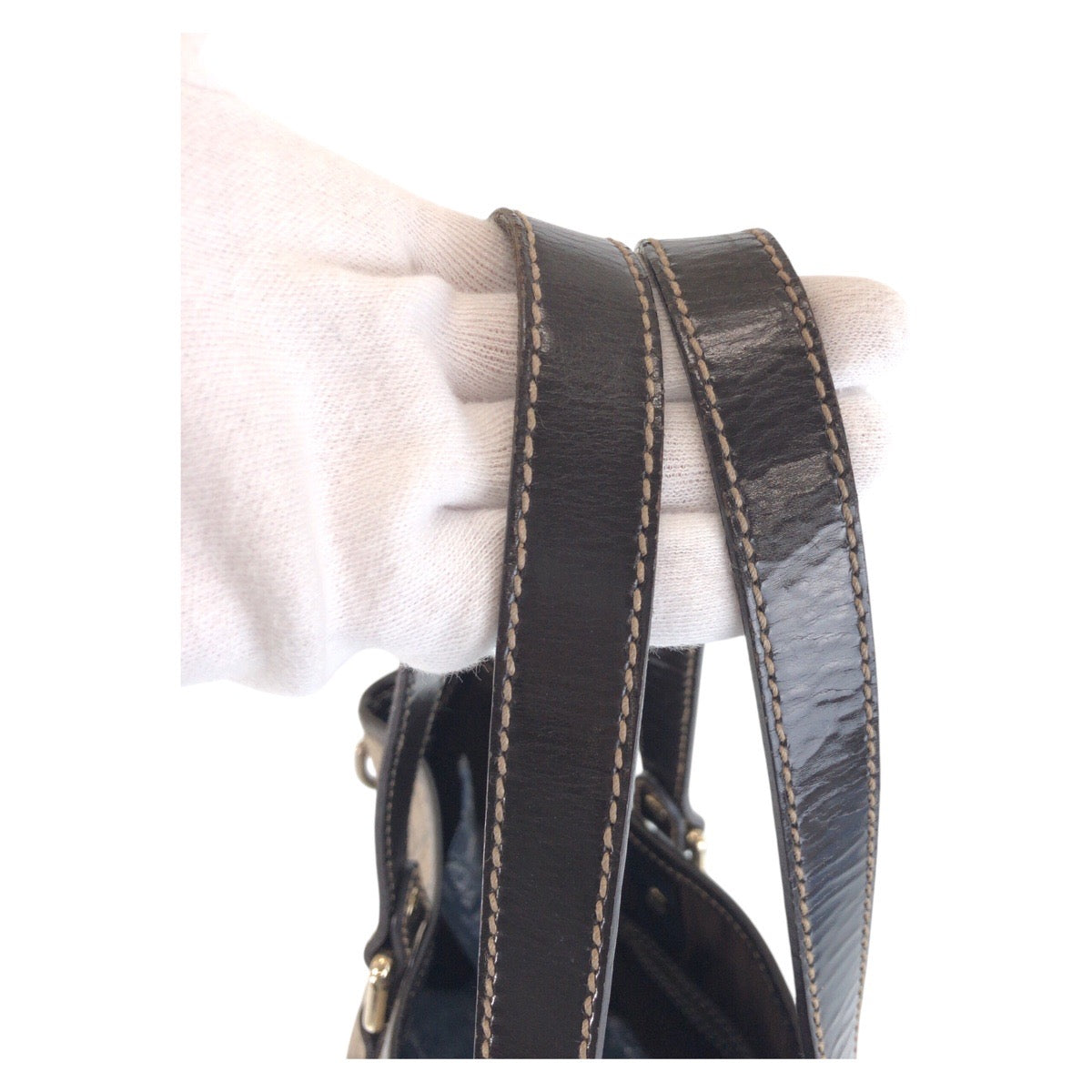 GUCCI Tote Bag 189896 GG Supreme canvas, leather Beige Brown Gold Metal Tote Bag Shoulder Bag Women Used Authentic