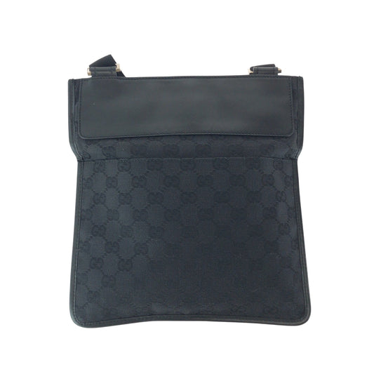 GUCCI Shoulder Bag 27639 GG canvas Black SilverMetal Shoulder Bag Sacoche Women Used Authentic