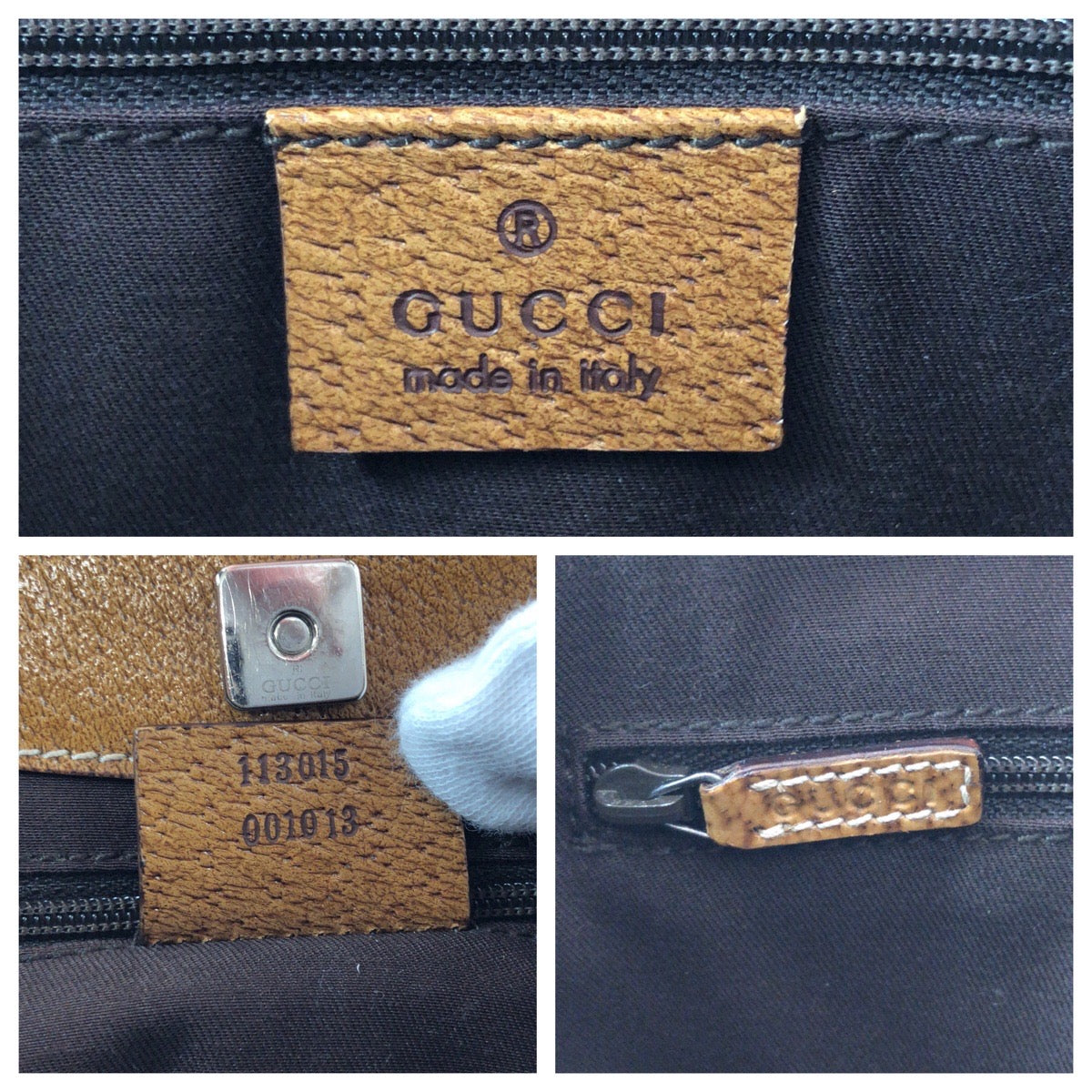 GUCCI Tote Bag 113015 GG canvas Brown Beige SilverMetal Tote Bag handbag Women Used Authentic