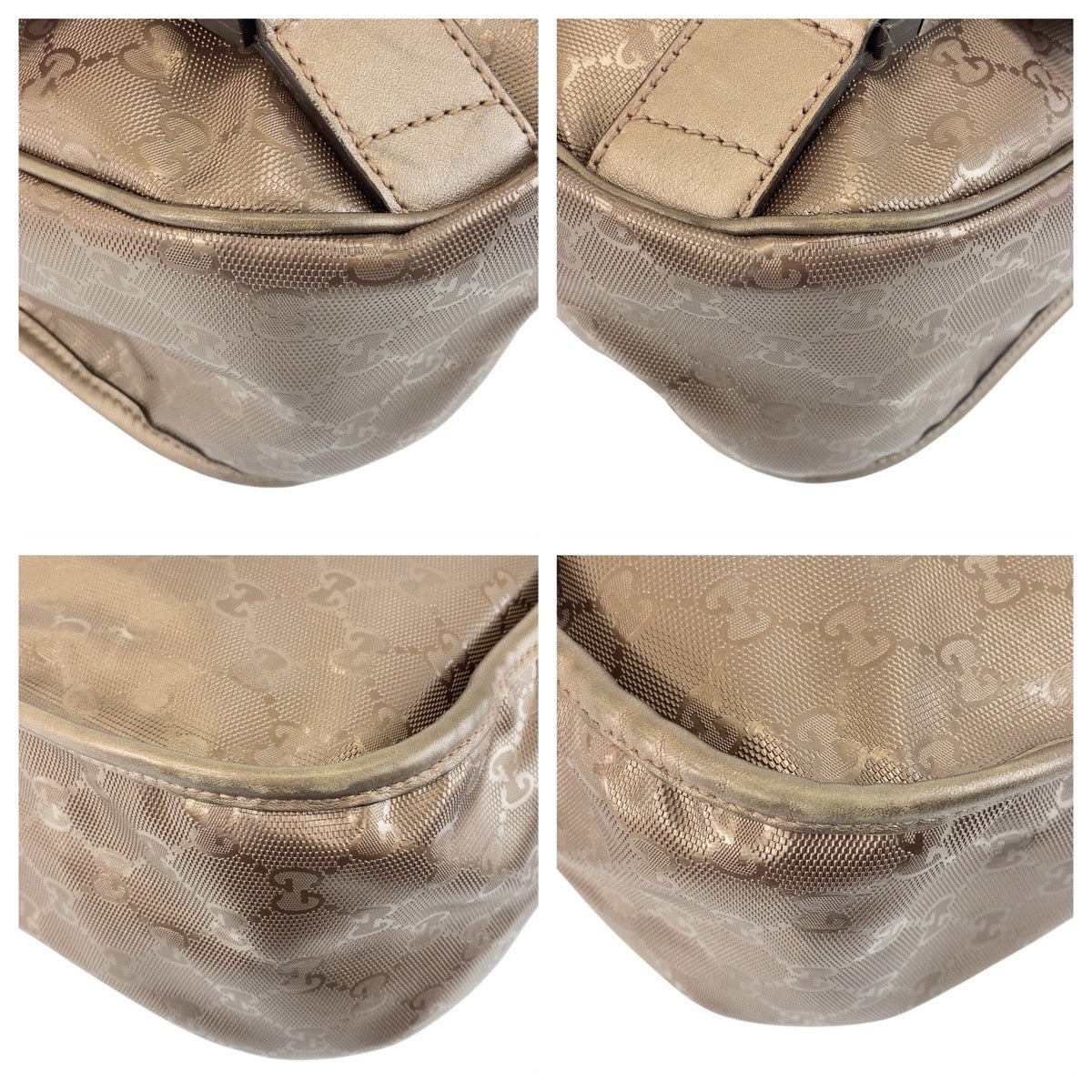 GUCCI Shoulder Bag 201732 PVC Metallic Brown SilverMetal Shoulder Bag Messenger bag GG implementation Women Used Authentic
