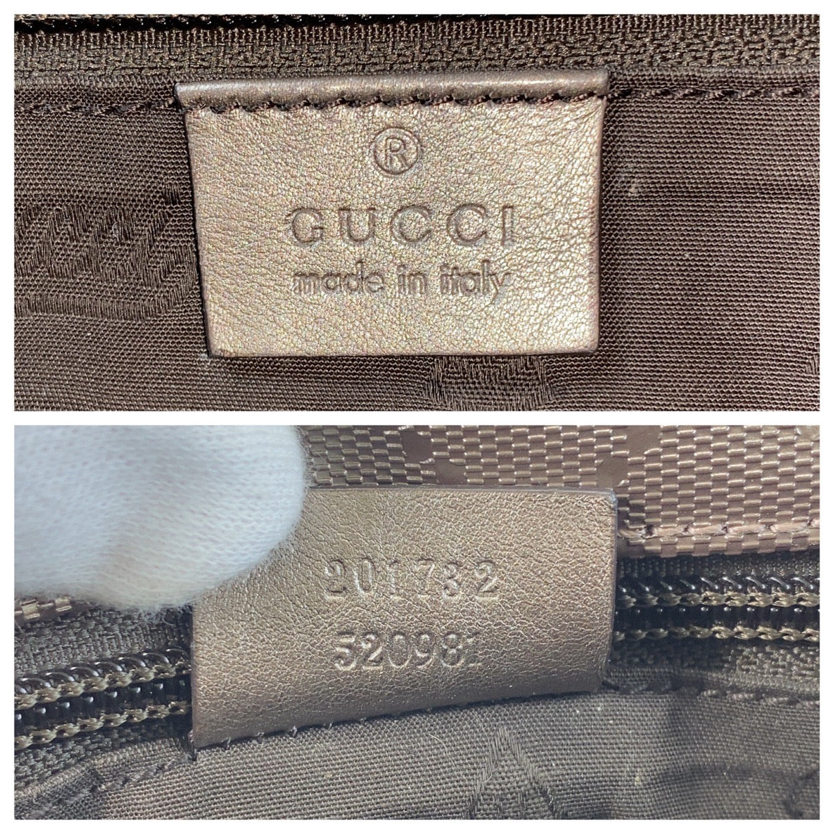 GUCCI Shoulder Bag 201732 PVC Metallic Brown SilverMetal Shoulder Bag Messenger bag GG implementation Women Used Authentic