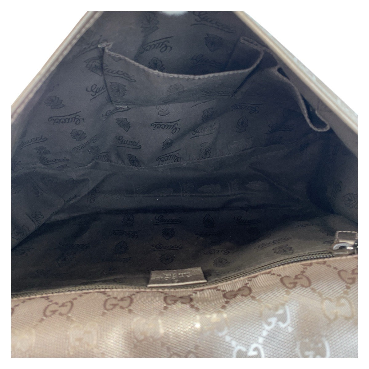 GUCCI Shoulder Bag 201732 PVC Metallic Brown SilverMetal Shoulder Bag Messenger bag GG implementation Women Used Authentic