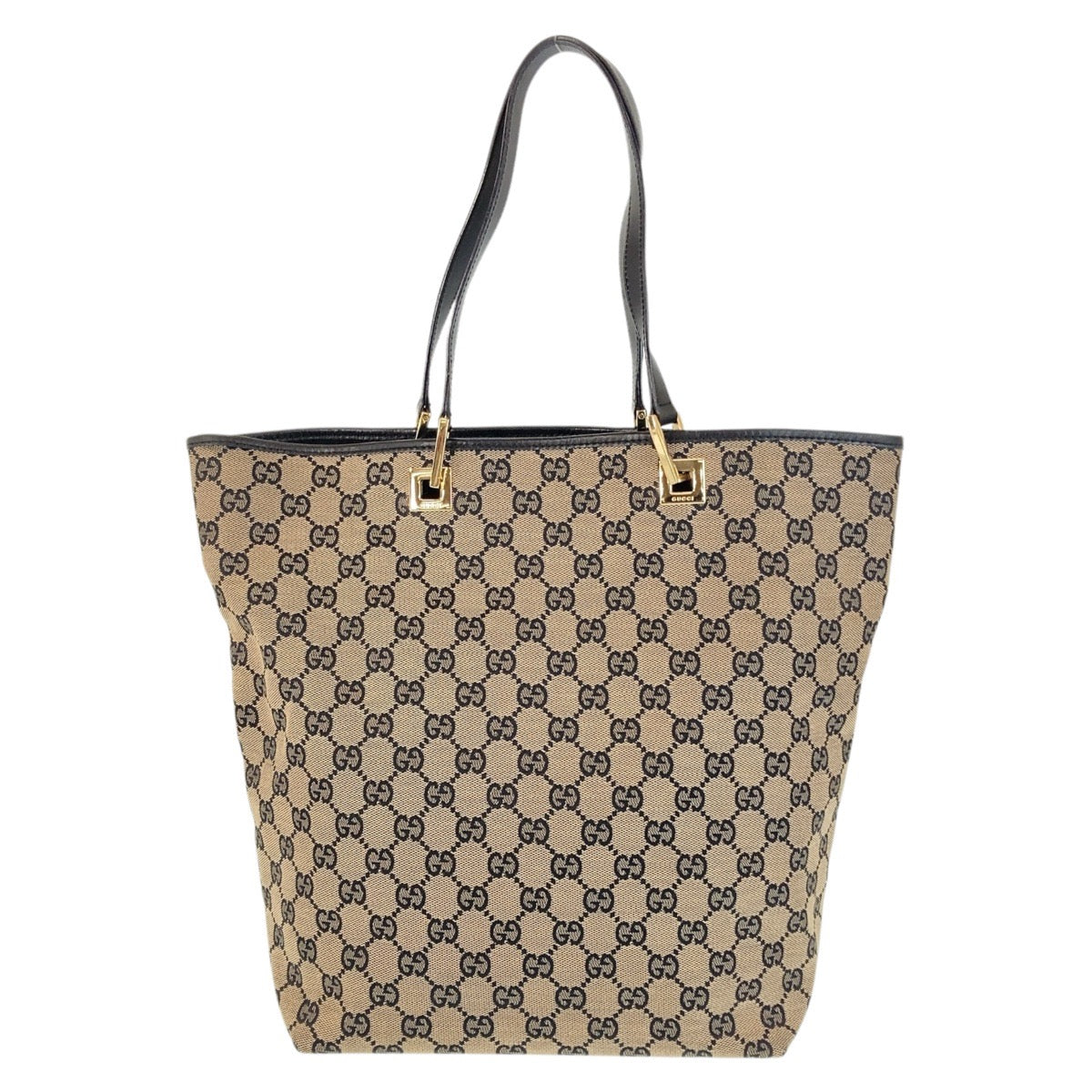 GUCCI Tote Bag 002 1098 GG canvas, leather Black GoldMetal Tote Bag Shoulder Bag Women Used Authentic