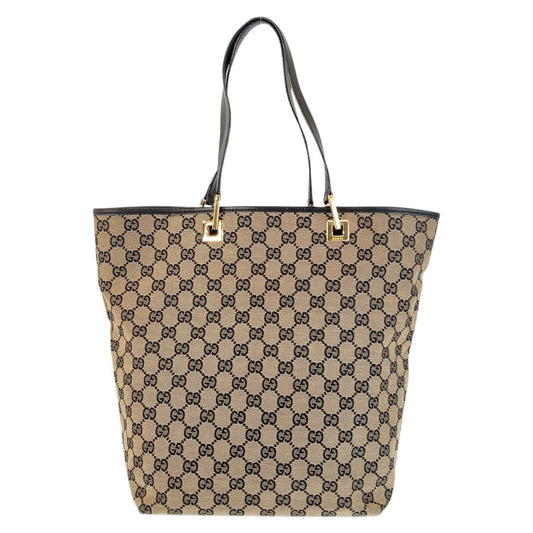 GUCCI Tote Bag 002 1098 GG canvas, leather Black GoldMetal Tote Bag Shoulder Bag Women Used Authentic