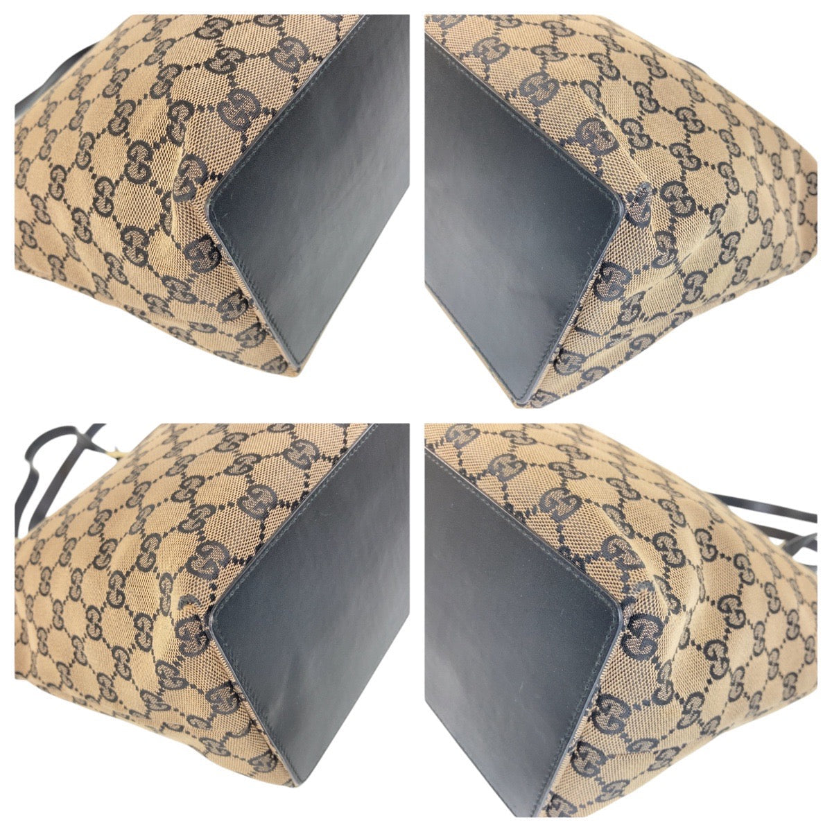 GUCCI Tote Bag 002 1098 GG canvas, leather Black GoldMetal Tote Bag Shoulder Bag Women Used Authentic