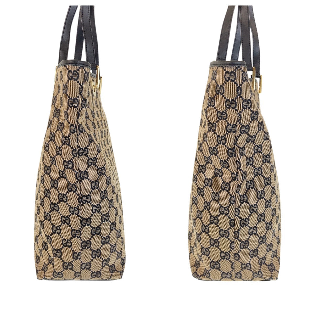 GUCCI Tote Bag 002 1098 GG canvas, leather Black GoldMetal Tote Bag Shoulder Bag Women Used Authentic