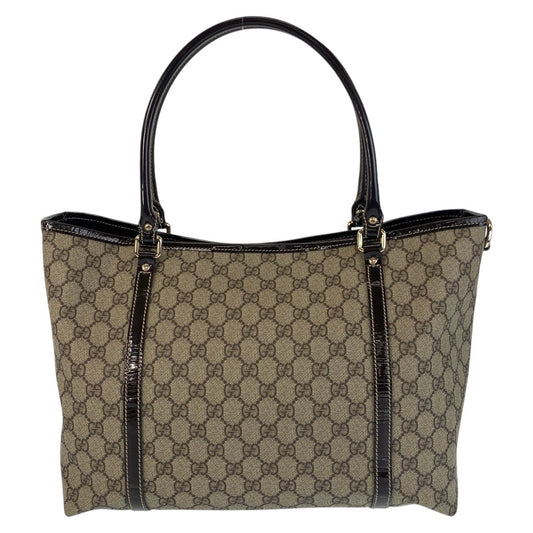GUCCI Tote Bag 197953 GG Supreme Canvas Beige Brown Gold Metal