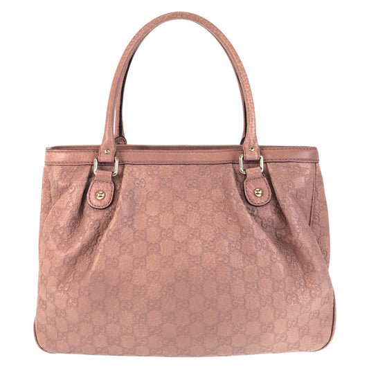 GUCCI Tote Bag 296835 leather Pink Beige Gold Metal Guccisima Sukey