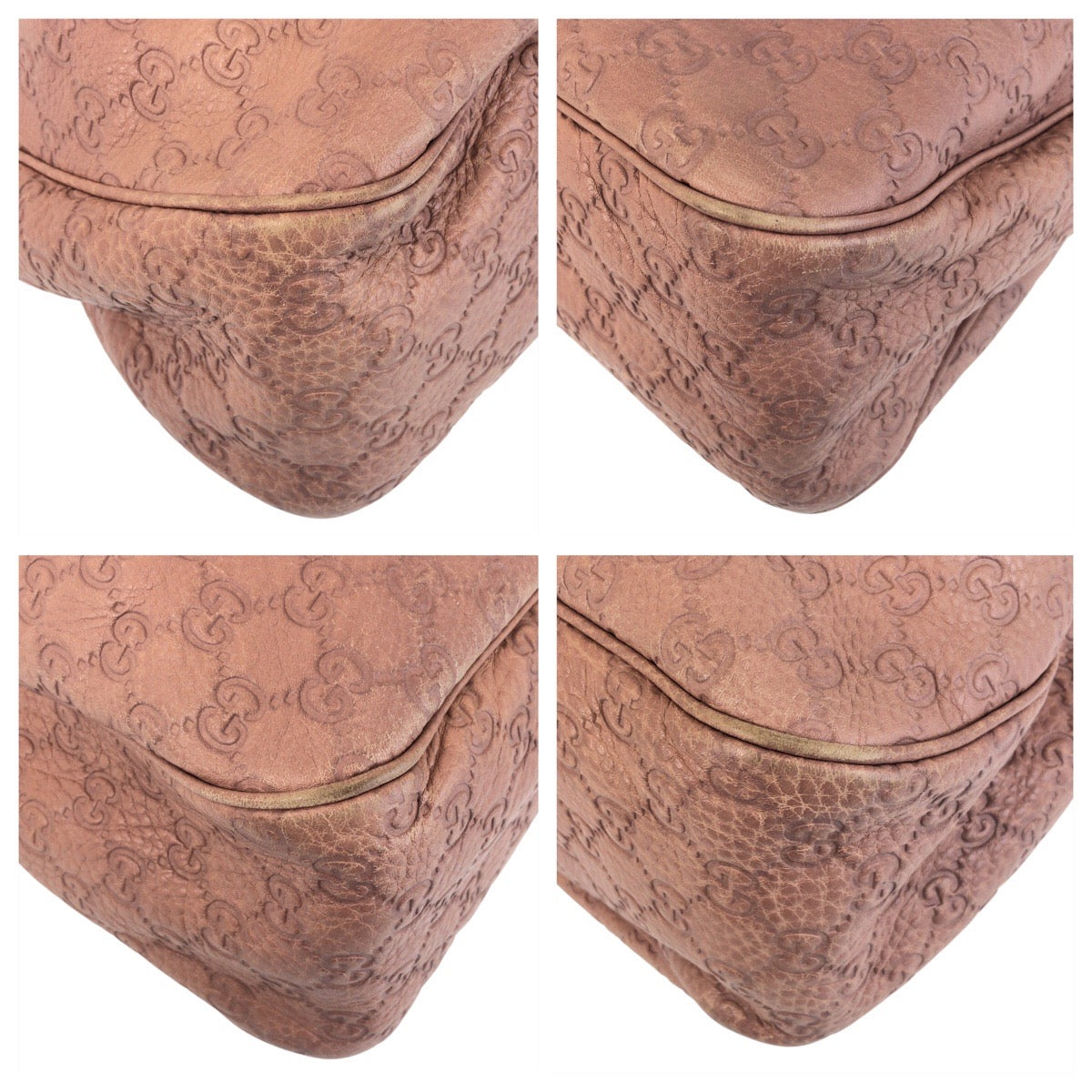 GUCCI Tote Bag 296835 leather Pink Beige Gold Metal Guccisima Sukey