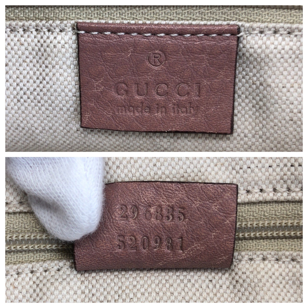 GUCCI Tote Bag 296835 leather Pink Beige Gold Metal Guccisima Sukey