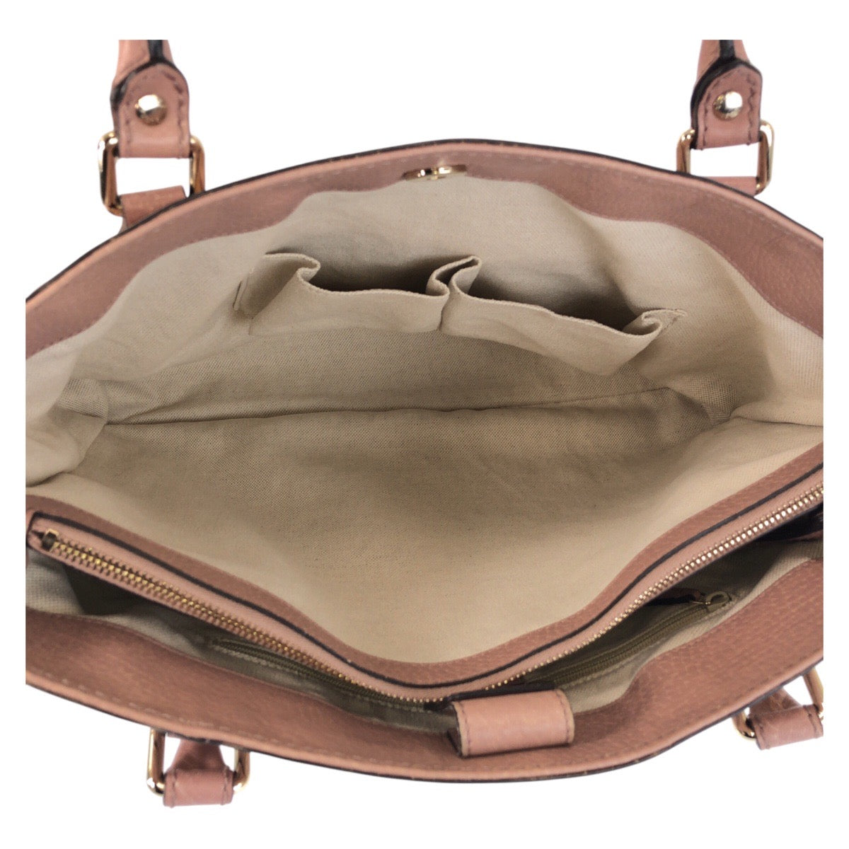 GUCCI Tote Bag 296835 leather Pink Beige Gold Metal Guccisima Sukey