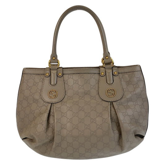 GUCCI Tote Bag 269953 leather Greige Gold Metal Tote Bag Shoulder Bag Scarlet Guccissima Women Used Authentic