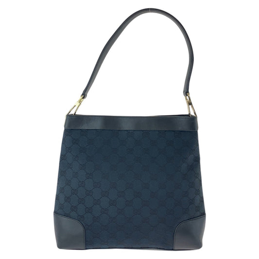 GUCCI Shoulder Bag 33900 GG canvas, leather Black GoldMetal Women Used Authentic