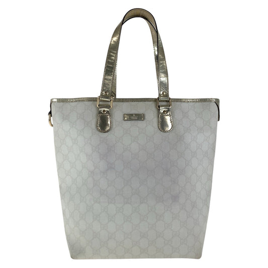 GUCCI Tote Bag 189896 GG Supreme canvas, enamel White gold Tote Bag Shoulder Bag Women Used Authentic