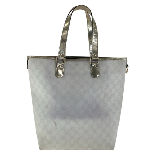 GUCCI Tote Bag 189896 GG Supreme canvas, enamel White gold Tote Bag Shoulder Bag Women Used Authentic
