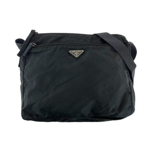 PRADA Shoulder Bag Nylon Black SilverMetal Test Triangle With logo