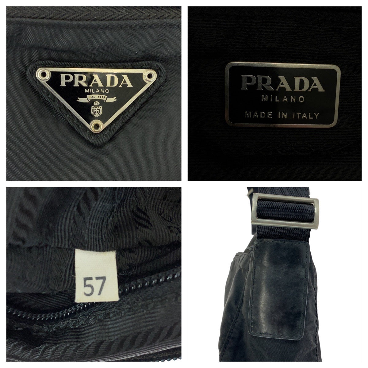 PRADA Shoulder Bag Nylon Black SilverMetal Test Triangle With logo