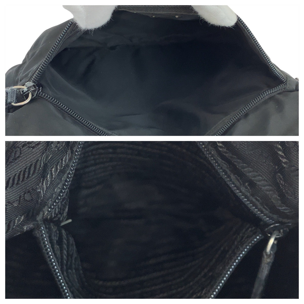 PRADA Shoulder Bag Nylon Black SilverMetal Test Triangle With logo