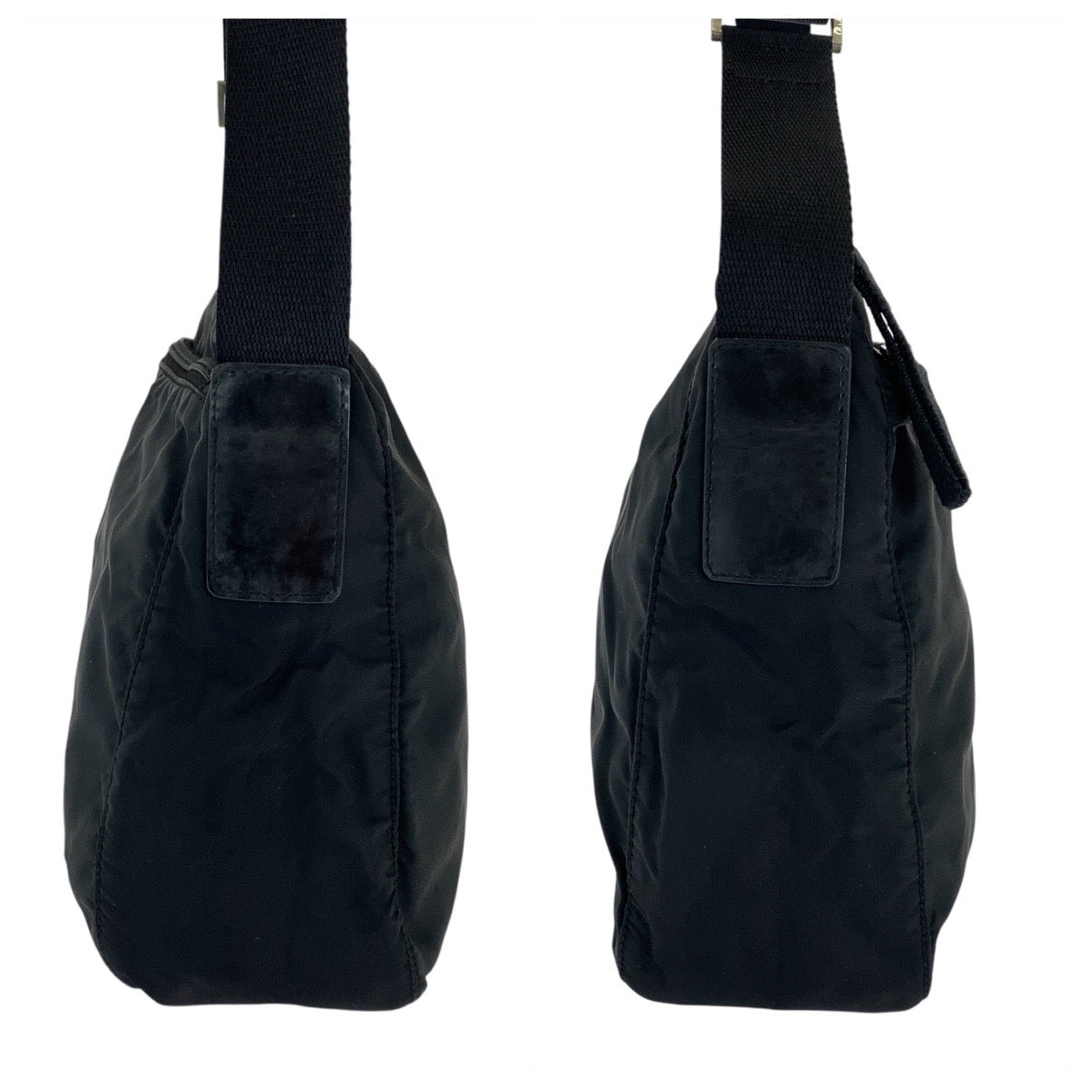 PRADA Shoulder Bag Nylon Black SilverMetal Test Triangle With logo