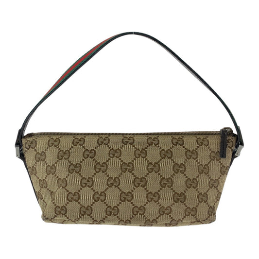 GUCCI Handbag 141809 GG canvas, leather Beige brown Handbag accessory pouch Sherry line Women Used Authentic