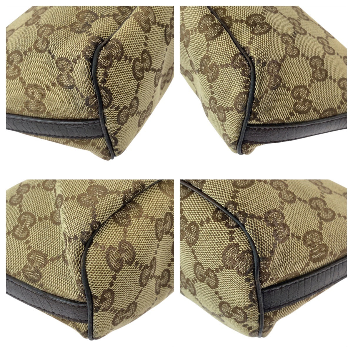 GUCCI Handbag 141809 GG canvas, leather Beige brown Handbag accessory pouch Sherry line Women Used Authentic
