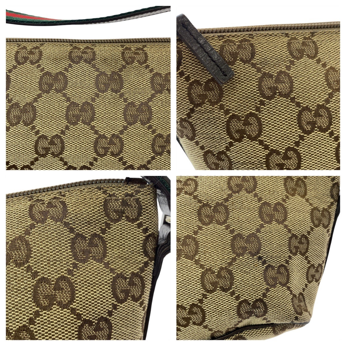 GUCCI Handbag 141809 GG canvas, leather Beige brown Handbag accessory pouch Sherry line Women Used Authentic