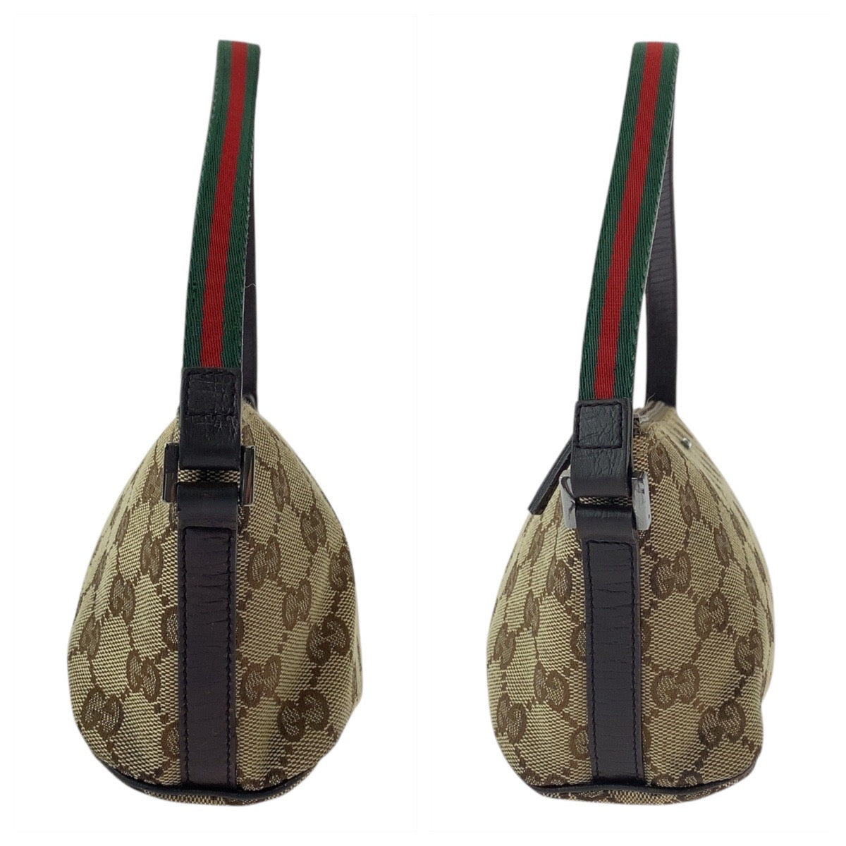 GUCCI Handbag 141809 GG canvas, leather Beige brown Handbag accessory pouch Sherry line Women Used Authentic