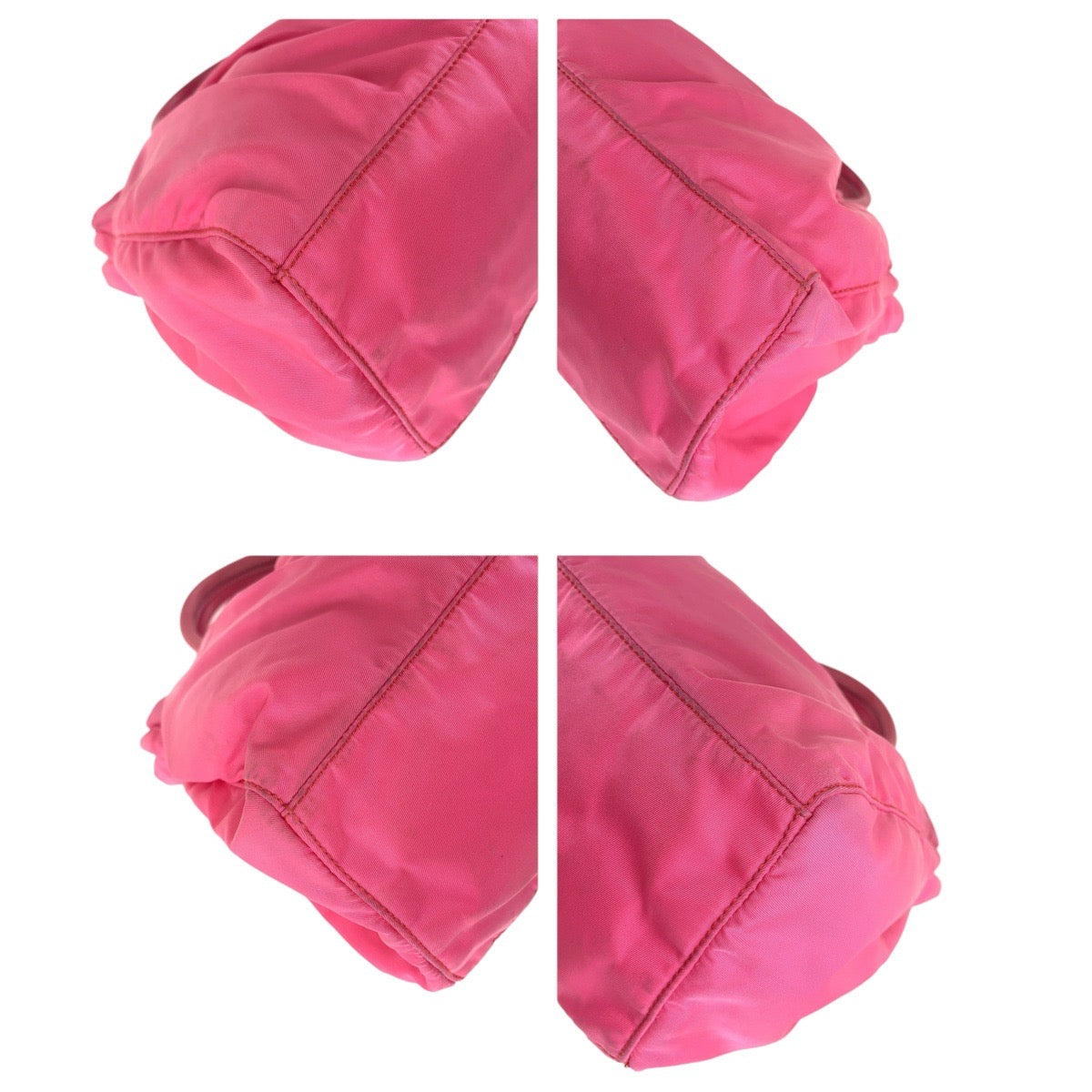 PRADA Tote Bag Nylon, Leather pink Tote Bag Shoulder Bag 2way Test Triangle With logo Women Used Authentic