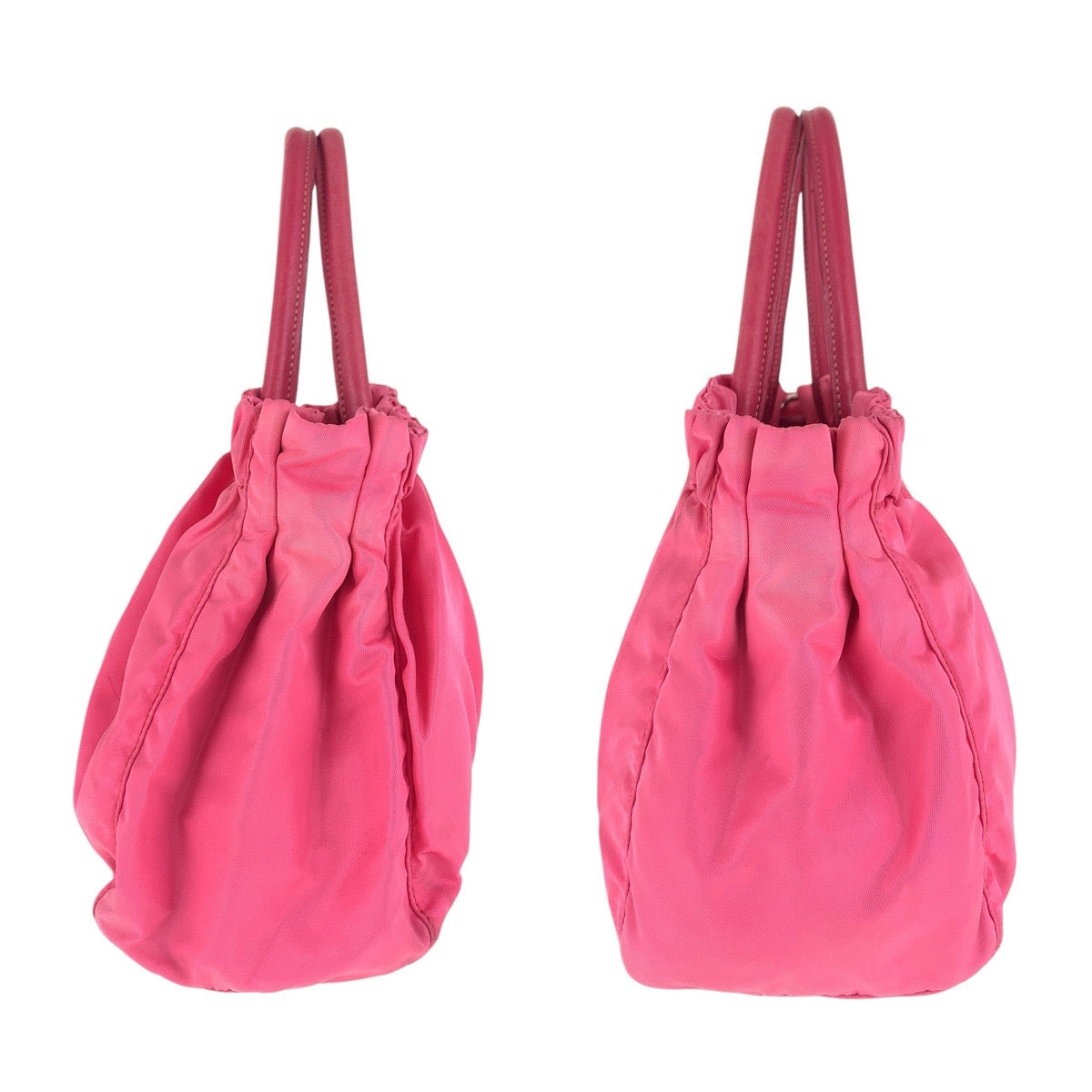 PRADA Tote Bag Nylon, Leather pink Tote Bag Shoulder Bag 2way Test Triangle With logo Women Used Authentic
