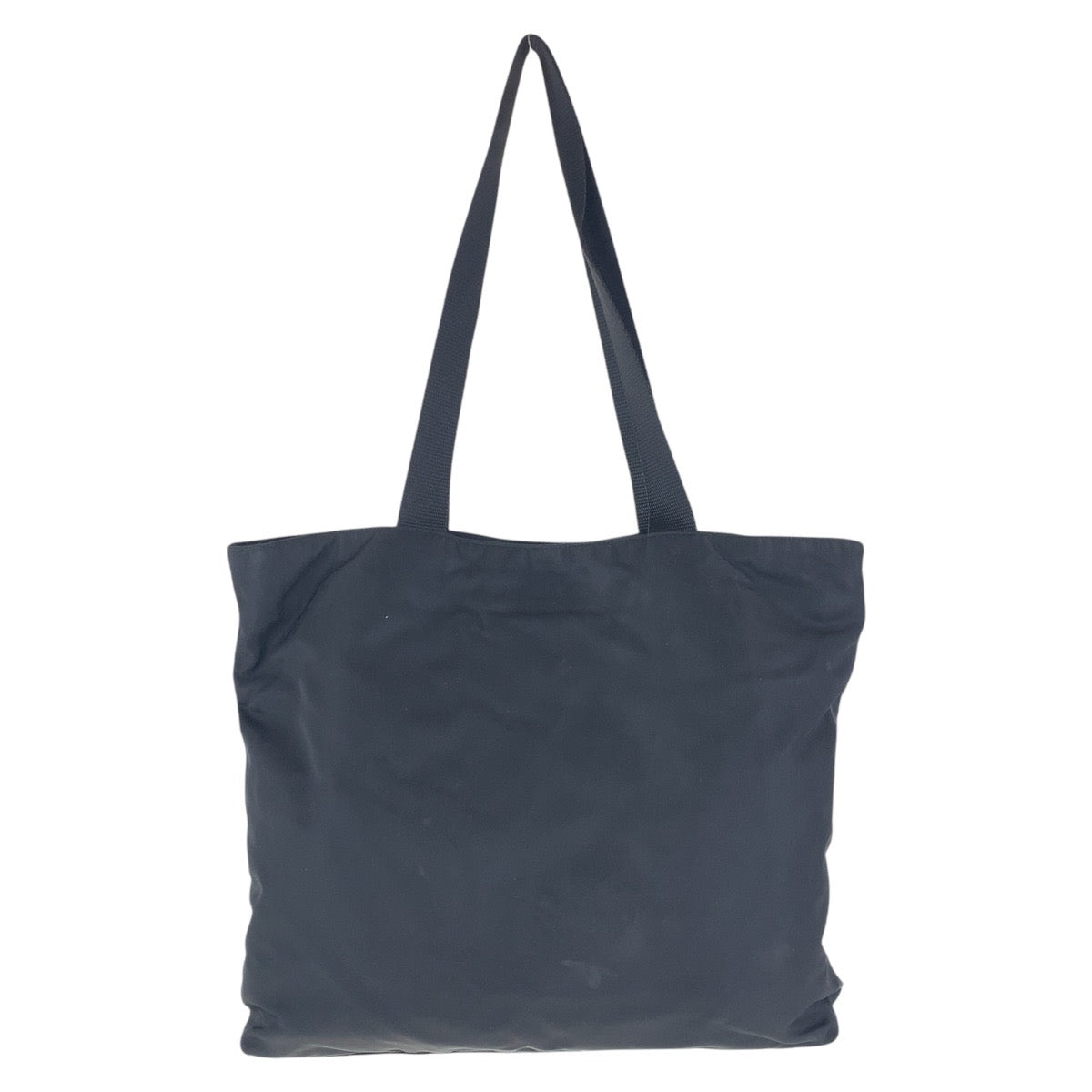 PRADA Tote Bag Nylon Black SilverMetal Tote Bag Shoulder Bag Test Triangle With logo Women Used Authentic