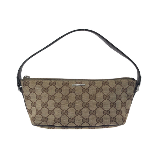 GUCCI Handbag 141309 GG canvas Beige Brown SilverMetal Handbag accessory pouch Sherry line Women Used Authentic