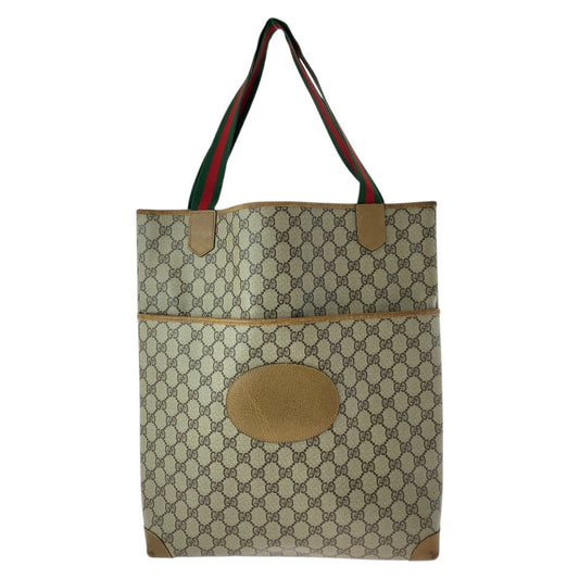 GUCCI Tote Bag 002 067 0054 GG Supreme Canvas Beige brown Sherry Line Old Gucci