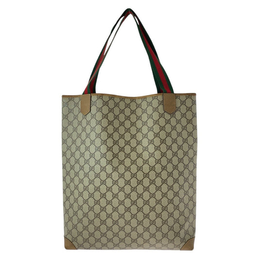 GUCCI Tote Bag 002 067 0054 GG Supreme Canvas Beige brown Sherry Line Old Gucci