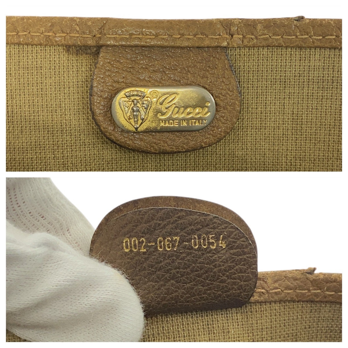 GUCCI Tote Bag 002 067 0054 GG Supreme Canvas Beige brown Sherry Line Old Gucci